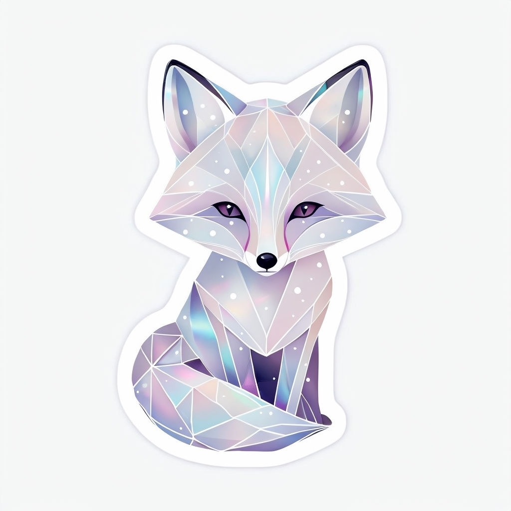 Pastel Geometric Fox Illustration with Cosmic Design Sticker