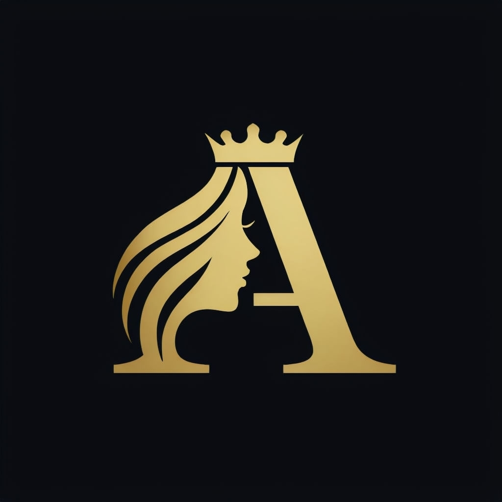 Elegant Gold Letter A Monogram with Female Silhouette Design