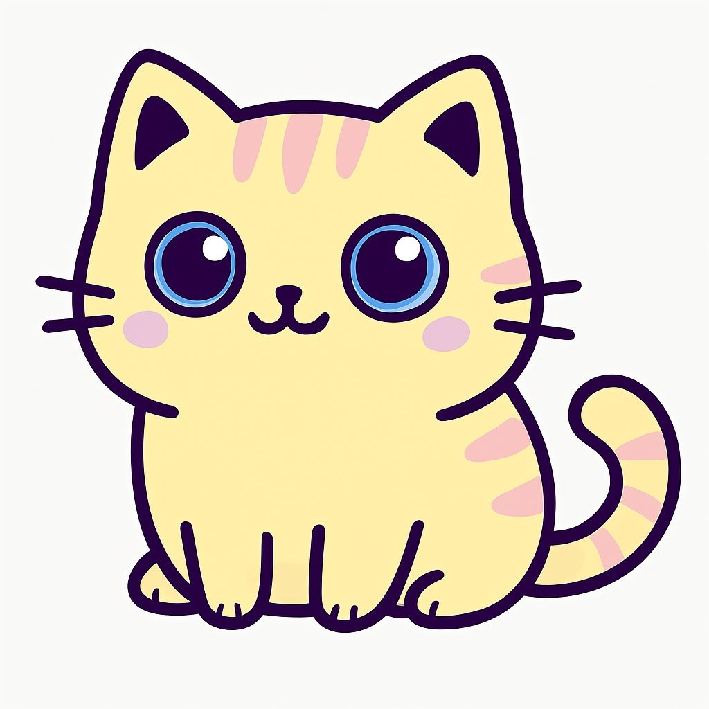 Cute Cartoon Cat Illustration in Cuteboid Style Sticker