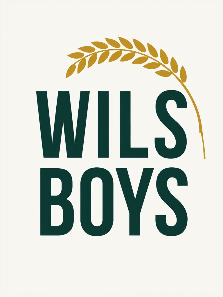 Minimalist WILS BOYS Logo Design with Wheat Element