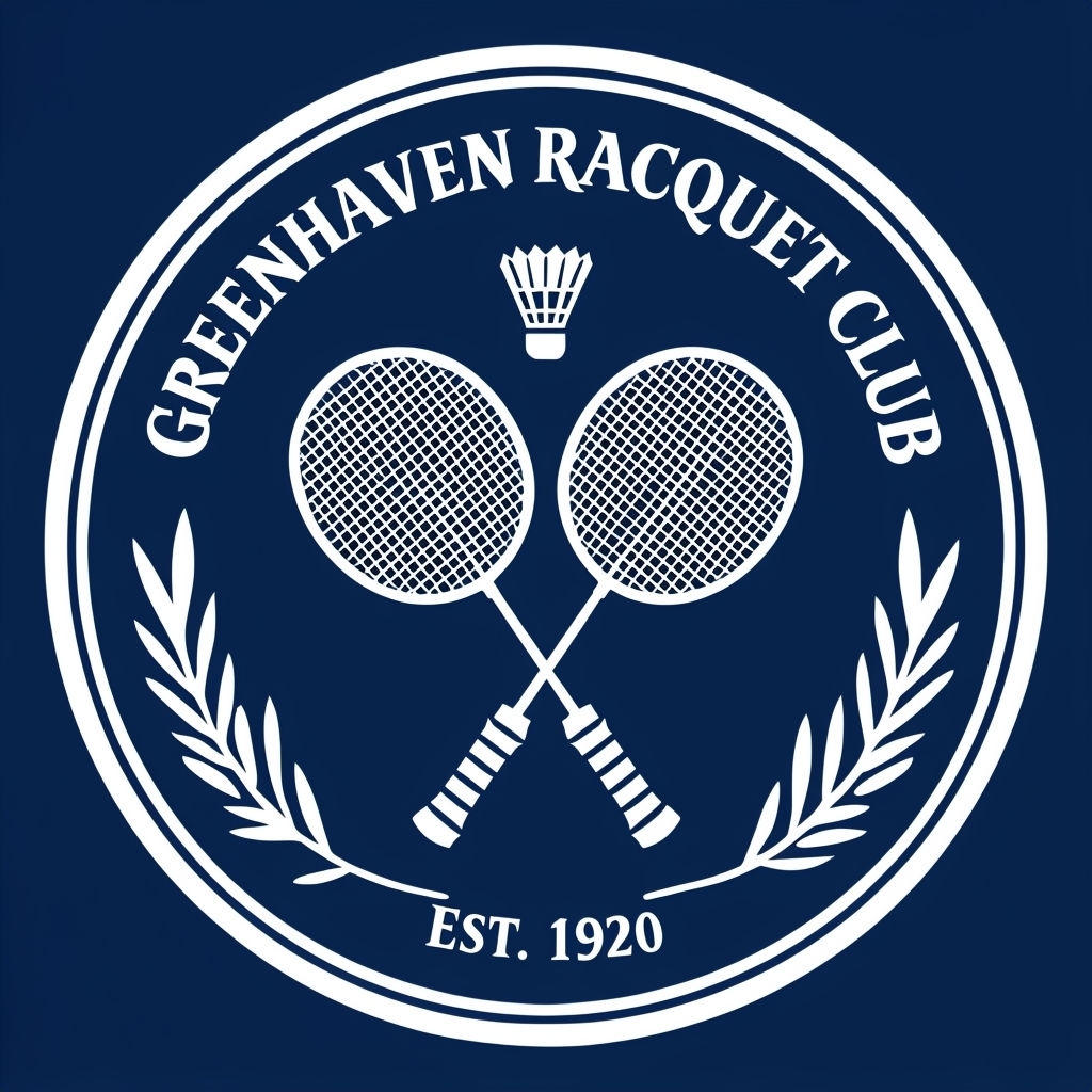 Elegant Greenhaven Racquet Club Logo with Badminton Design