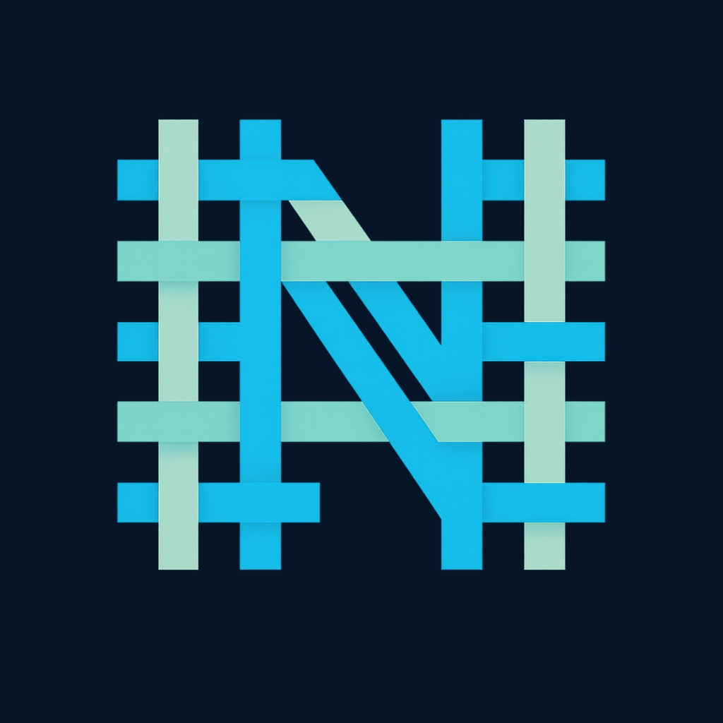 Modern Abstract Mint Green and Sky Blue Letter N Monogram