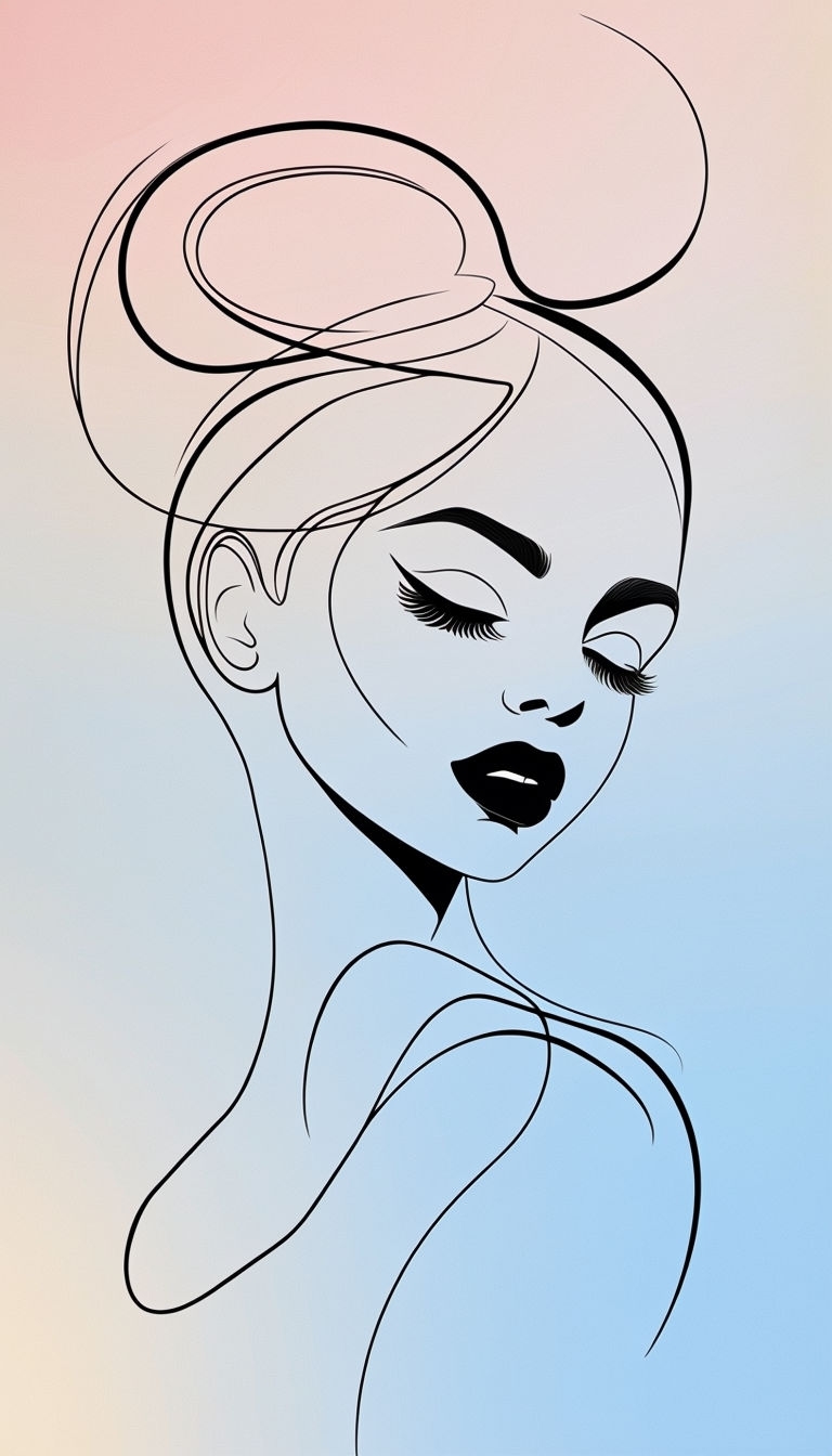 Minimalist Serene Woman Portrait in Pastel Colors Phone Case Cover