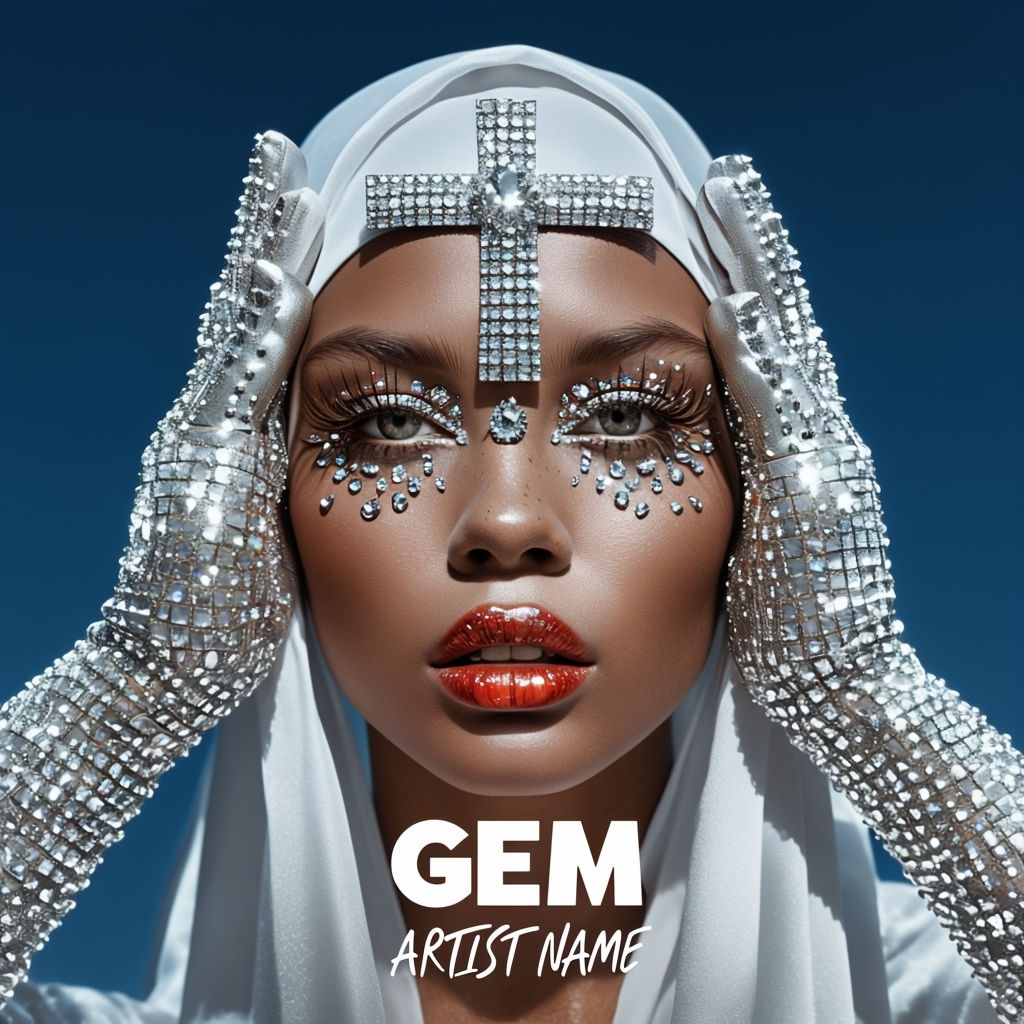 Avant-Garde Fashion Portrait with Sparkling Gemstones Spotify Album Cover