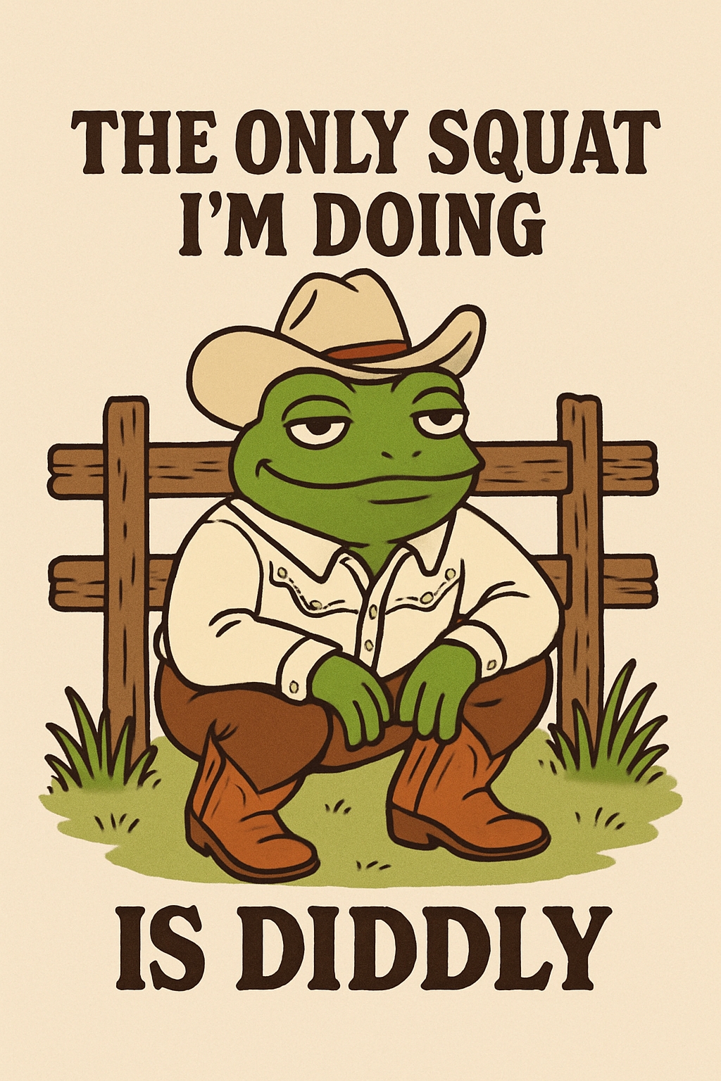 Relaxed Cowboy Frog Cartoon with Humorous Text T-Shirt