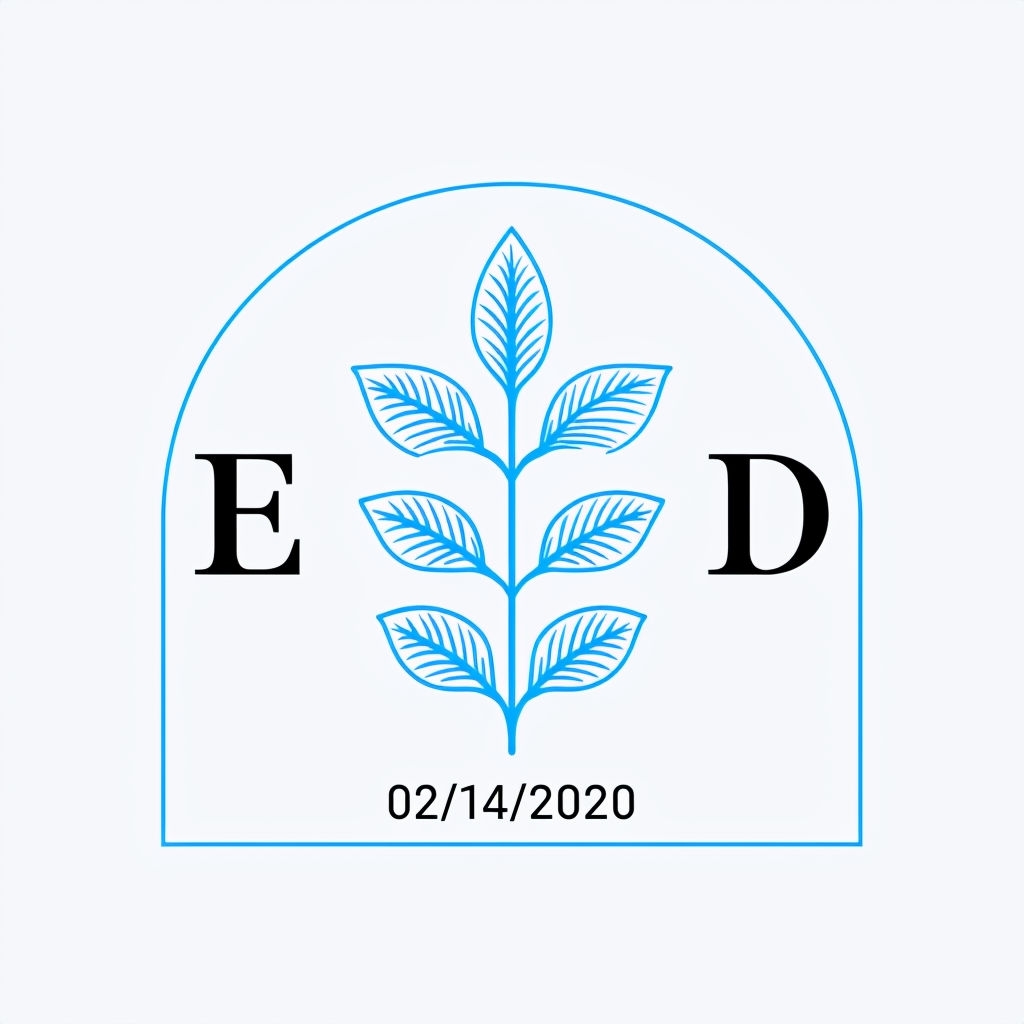 Elegant Blue Plant Stem Monogram Logo Design