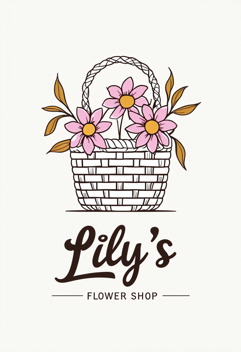 Minimalist Woven Basket Logo for Lily's Flower Shop