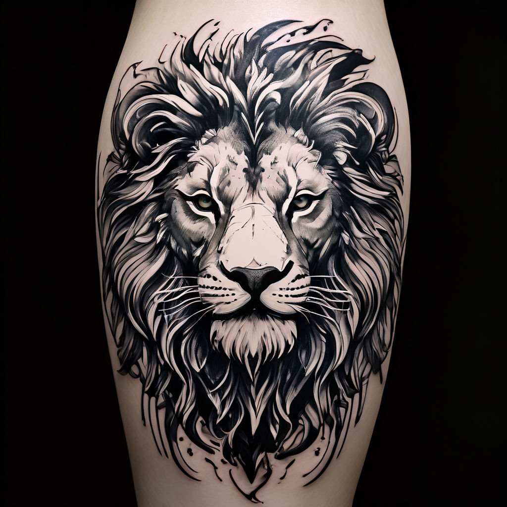 Black and grey lion calf piece -... - The Tattoo Gallery | Facebook
