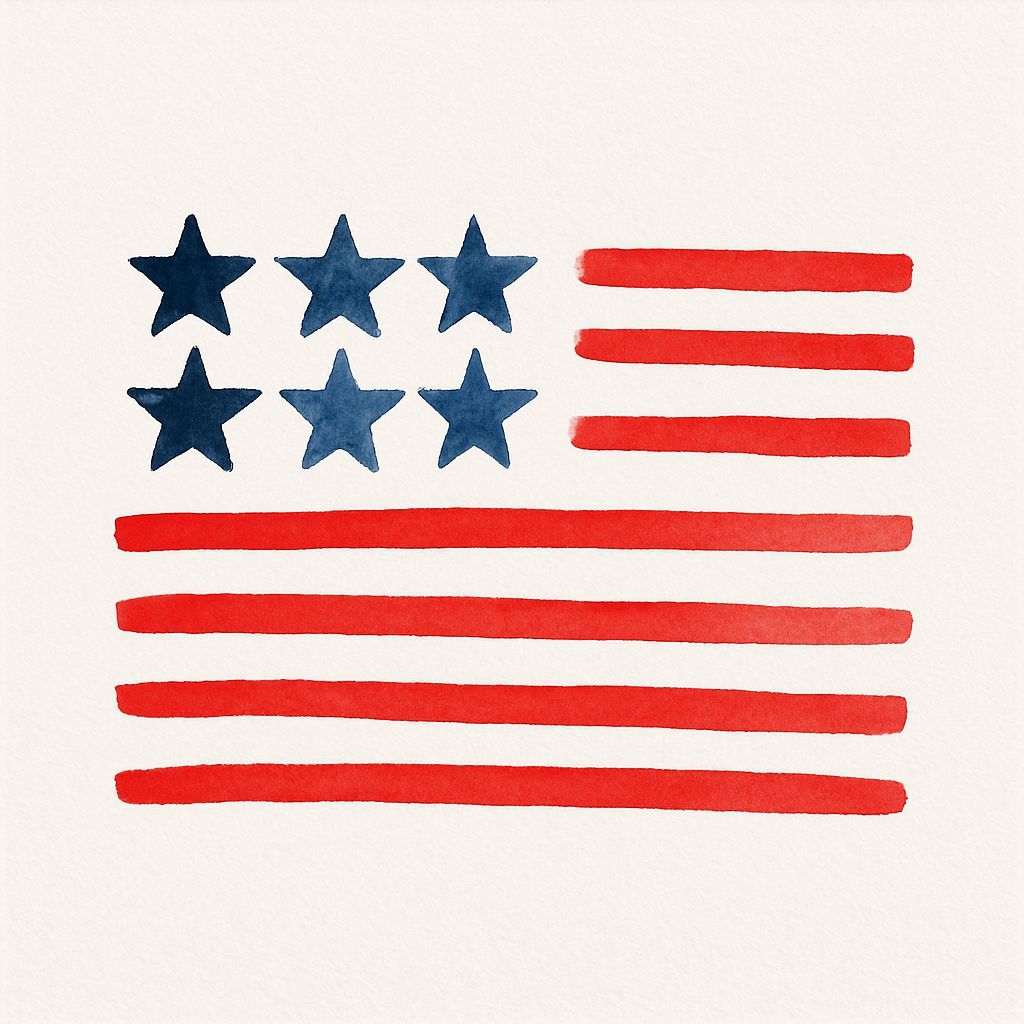 Minimalist American Flag Watercolor Design Sticker