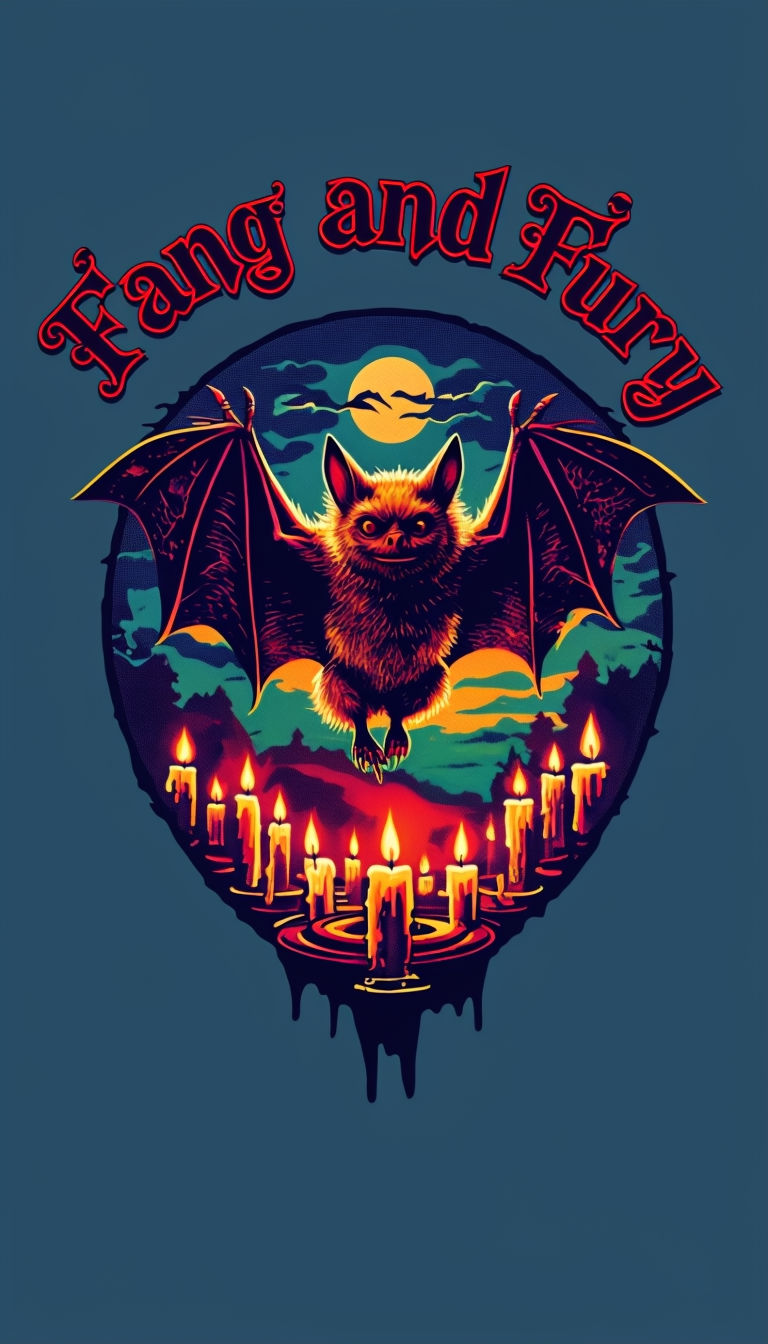 Spooky Anthropomorphic Bat with Candles Poster