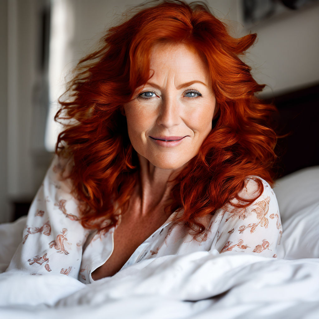 beautiful mature redhead with pretty smile