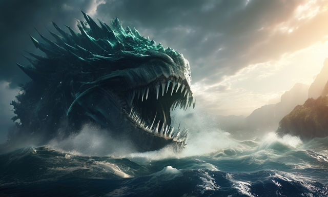 Gigantic biblical creature terrifying leviathan terror of th... by ...