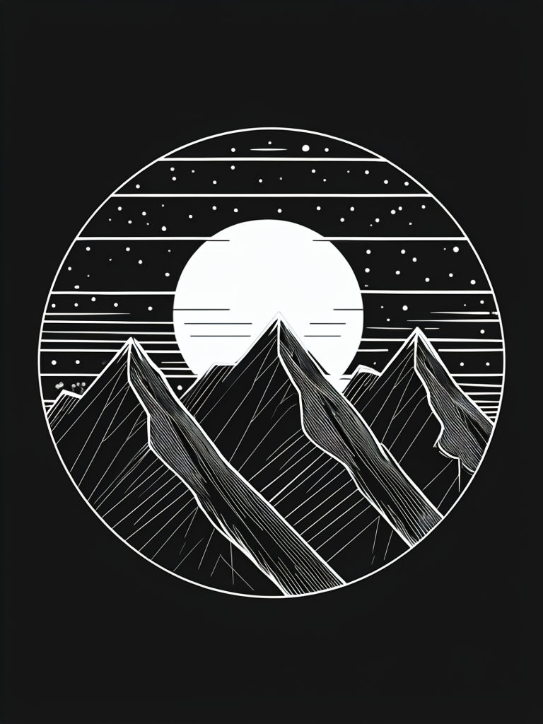 Minimalist Triangular Mountain Peaks Line Art T-Shirt