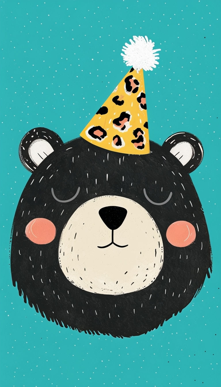 Whimsical Bear Face with Party Hat Cartoon Phone Case Cover
