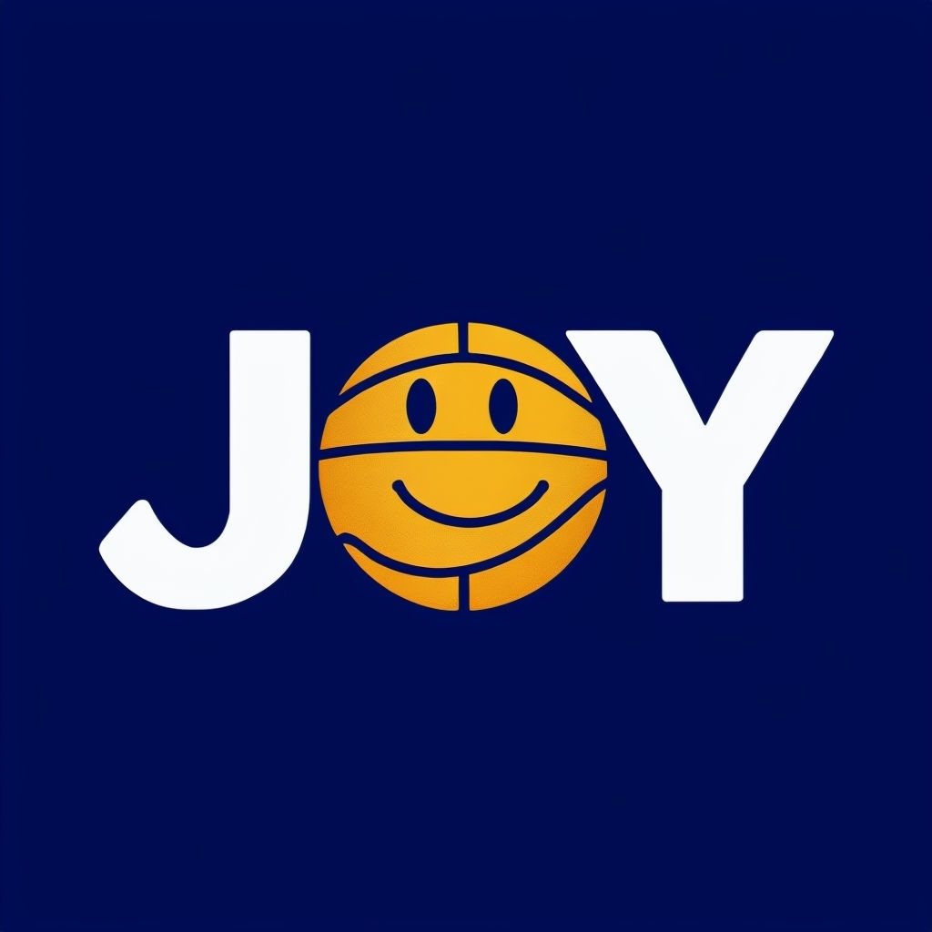 Playful JOY Logo Featuring Smiling Basketball Design