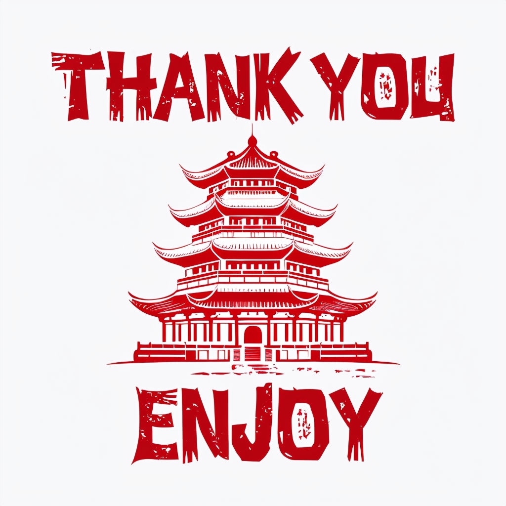 Minimalist Red Pagoda Thank You Enjoy Design T-shirt