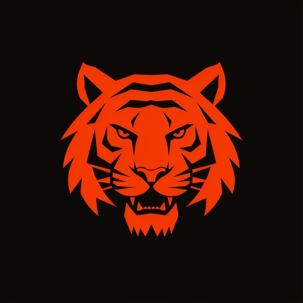 Stylized Minimalist Tiger Face Illustration T-Shirt