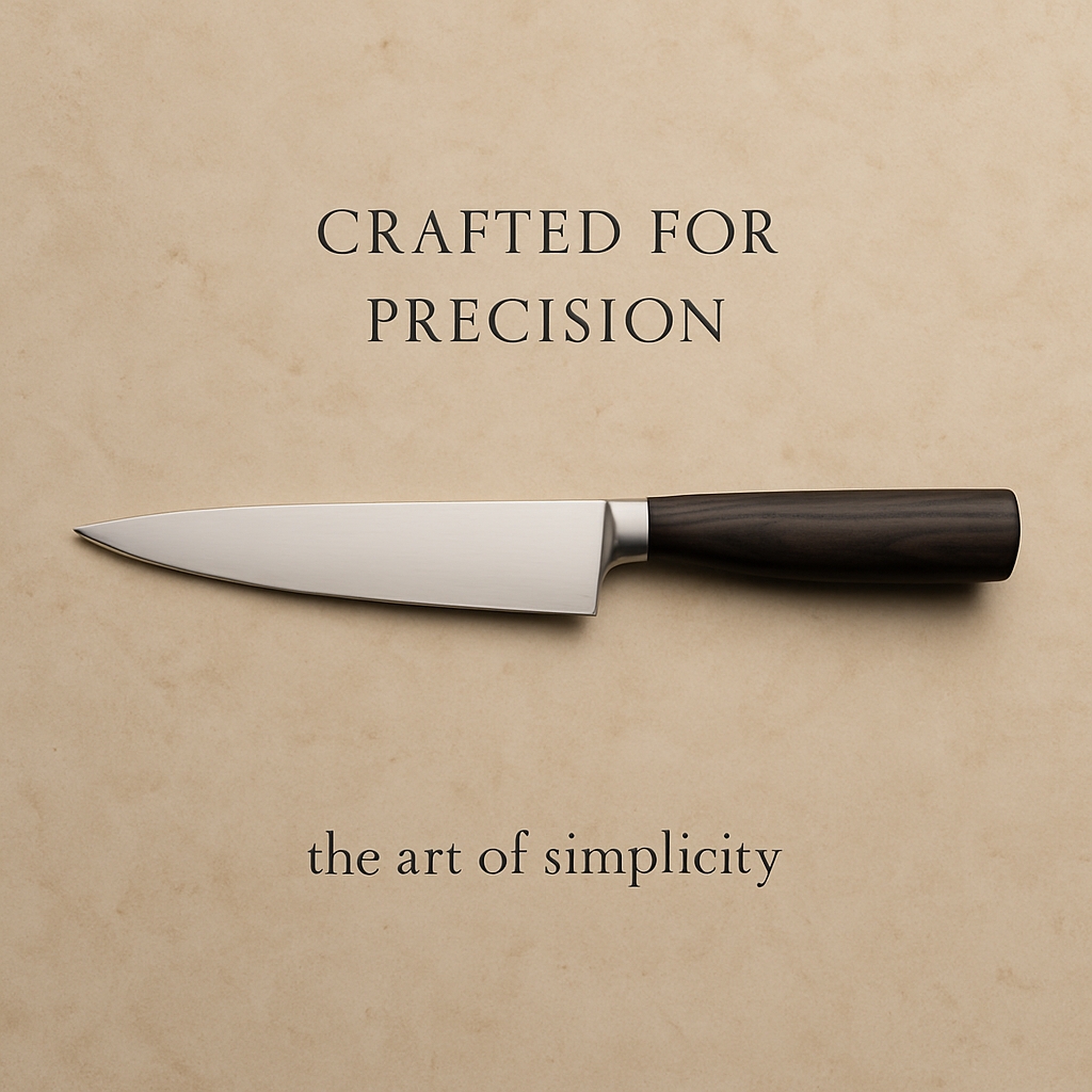 Elegant Minimalist Chef's Knife Advertisement for Precision Cooking Ads