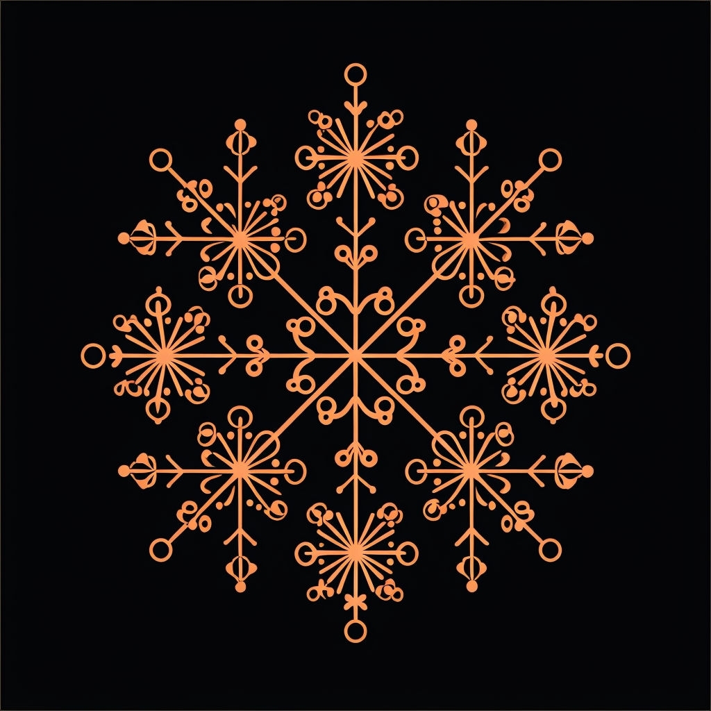 Intricate Copper Floral Snowflake Geometric Pattern Seamless Pattern