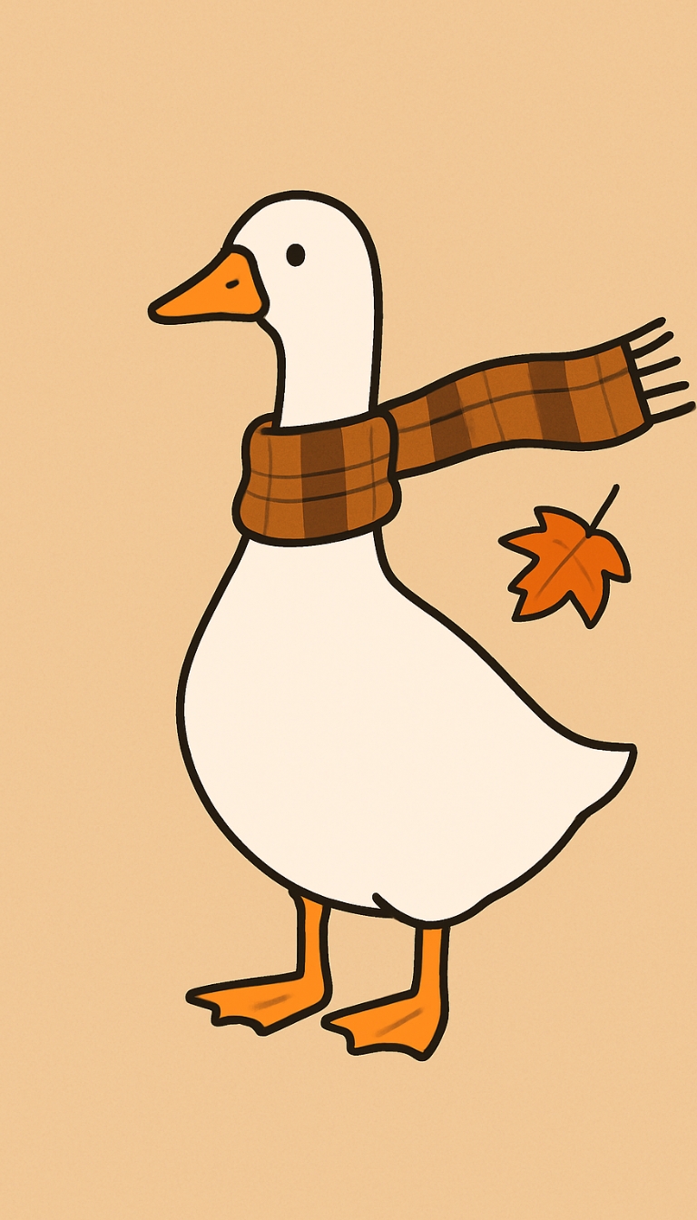 Charming Cartoon White Duck with Autumn Leaf Phone Case Cover