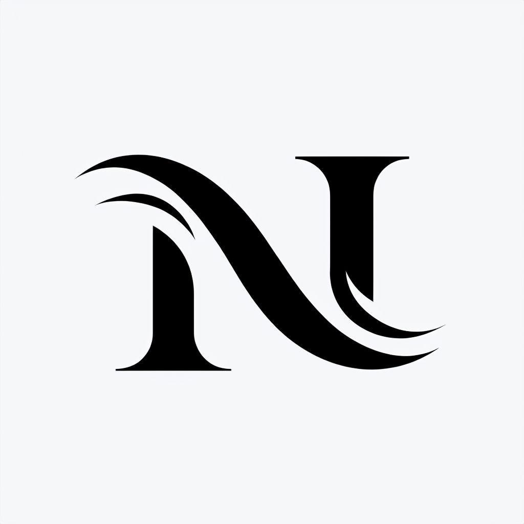 Elegant Minimalist Black N Logo Design Monogram