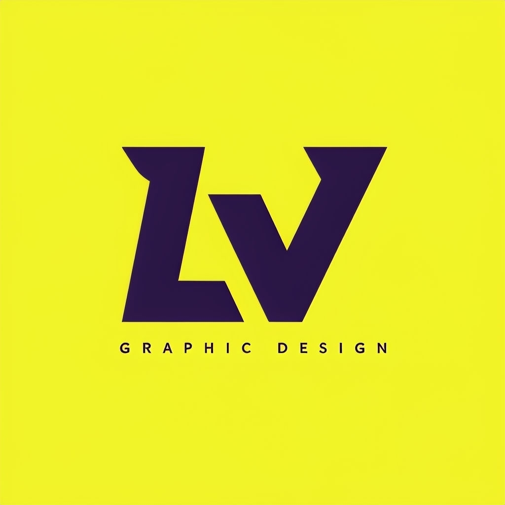 Bold Minimalist LV Monogram Logo on Bright Yellow Background Monogram