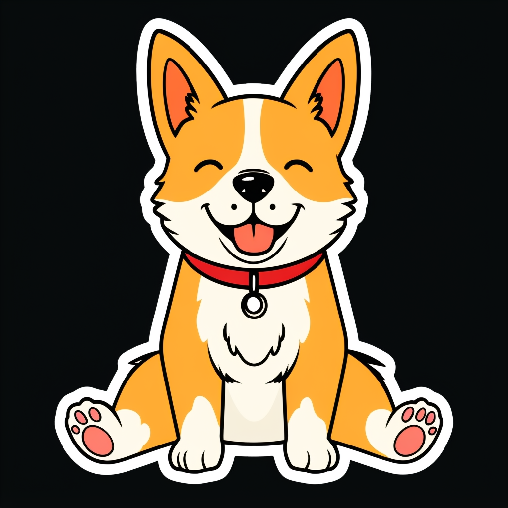 Joyful Cartoon Dog with Red Collar Illustration