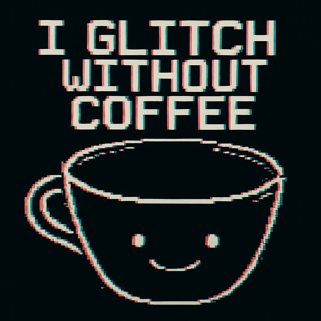Cheerful Glitch Art Coffee Cup with Playful Text Mug