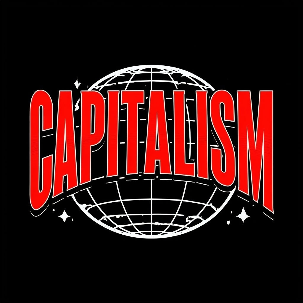 Bold Capitalism Graphic Design on Black Background T-Shirt