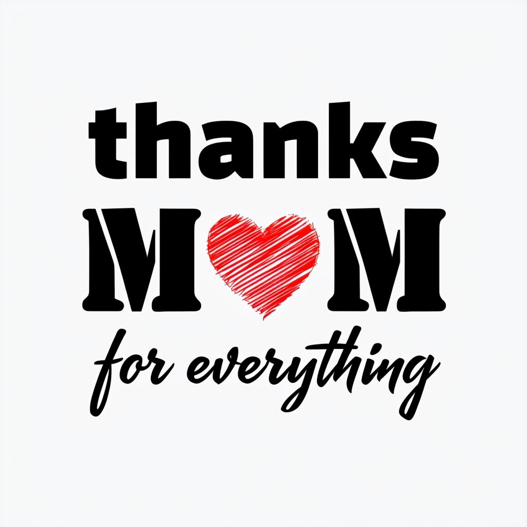 Thanks Mom Heartful Gratitude Message Design Mug