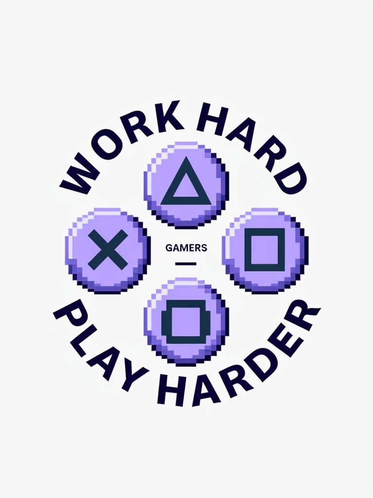 Retro Pixel Art Work Hard Play Harder T-Shirt