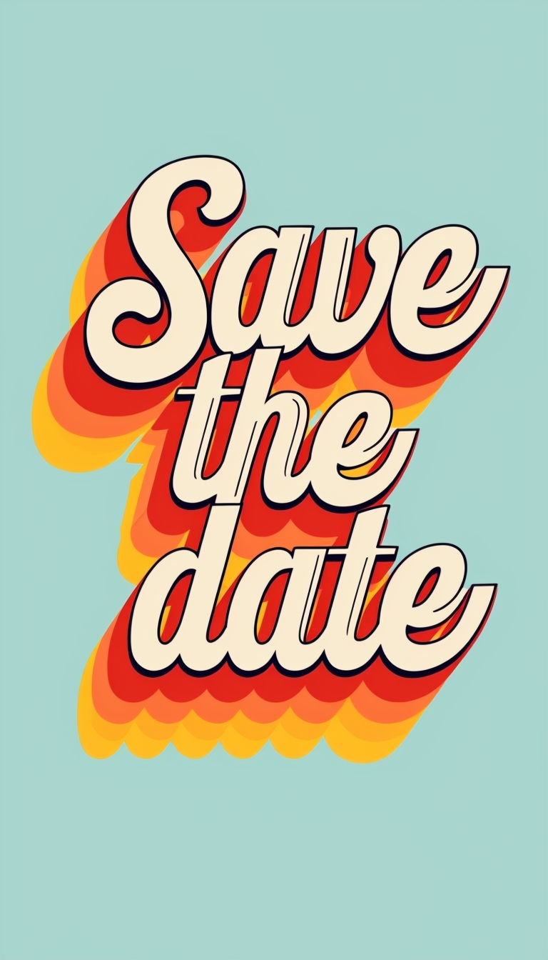 Retro 'Save the Date' Colorful Announcement Design Card