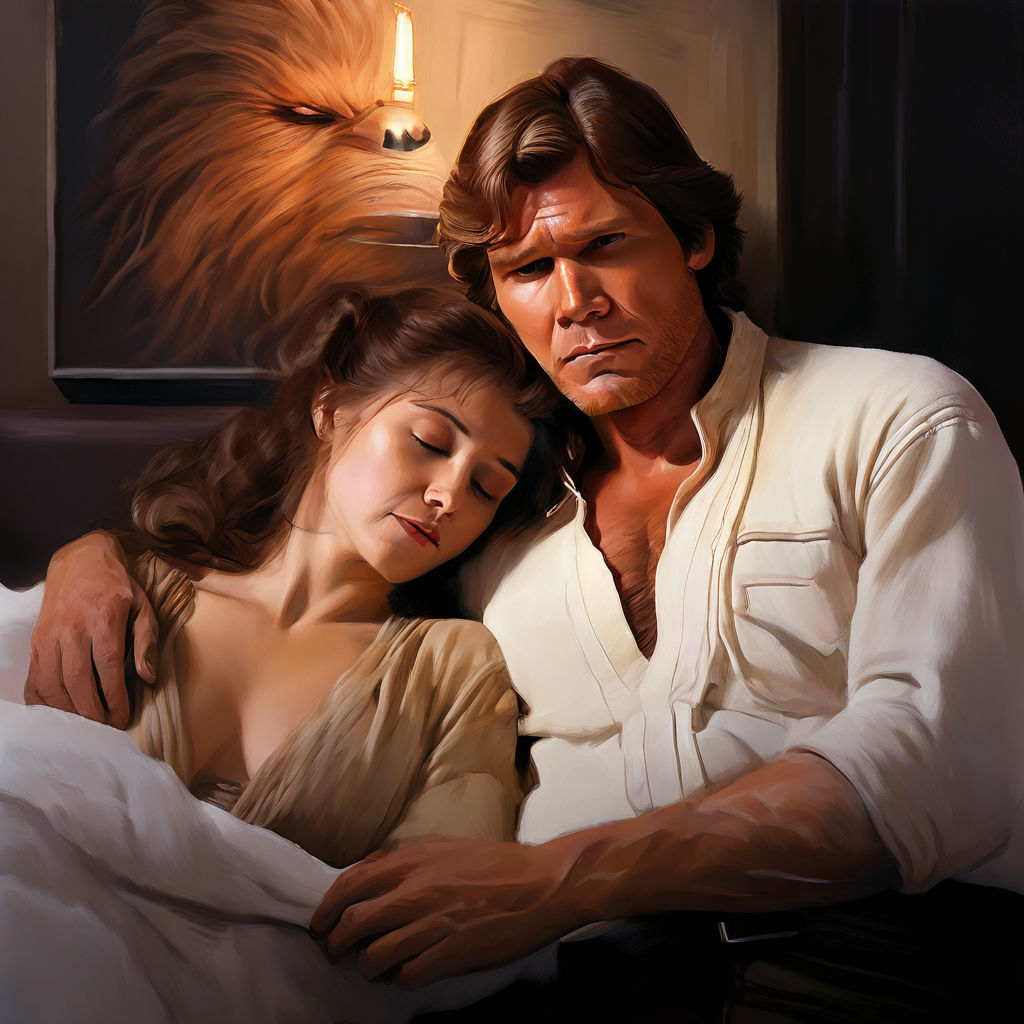 Han Solo and Leia sleeping in bed by Nalani Carr - Playground