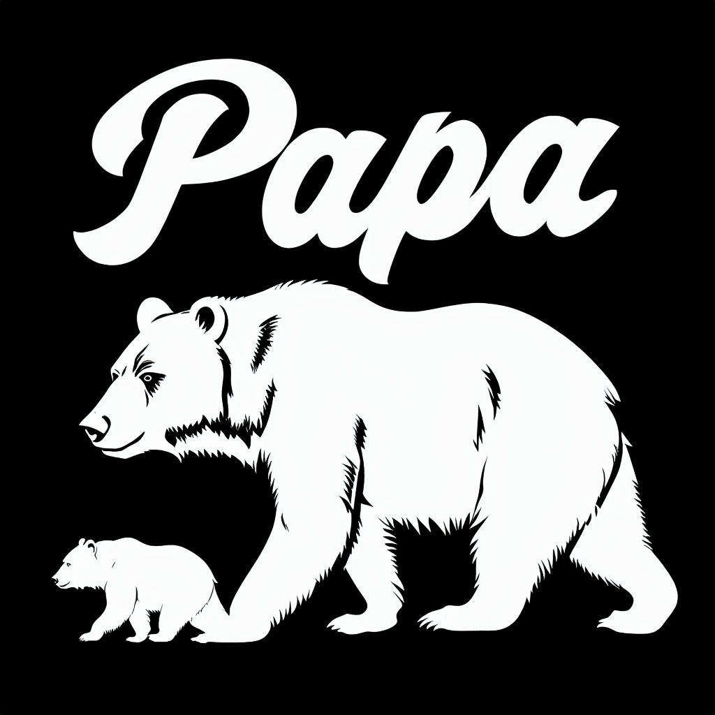 Papa Bear Family Silhouette Illustration on Black Mug