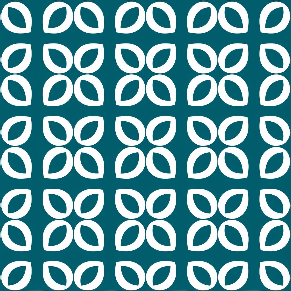 Modern Geometric Floral Shapes in Teal and White Seamless Pattern