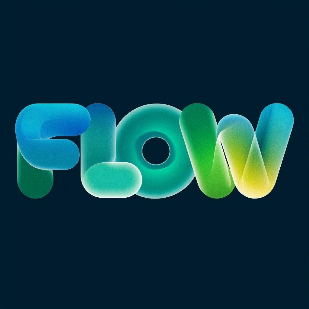 Vibrant Contemporary FLOW Logo with Colorful Gradient Design