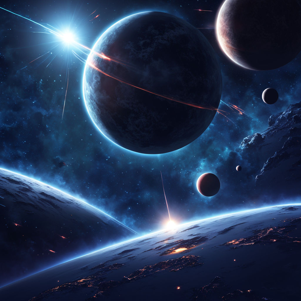 Create a 2d digital artwork of a science fiction space scene... by Looi ...