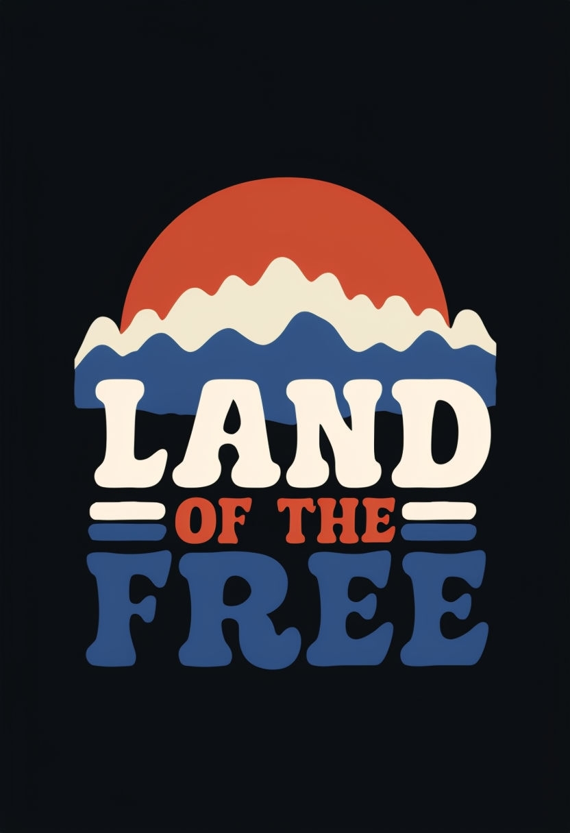 Retro 70s Inspired Land of the Free T-Shirt Design