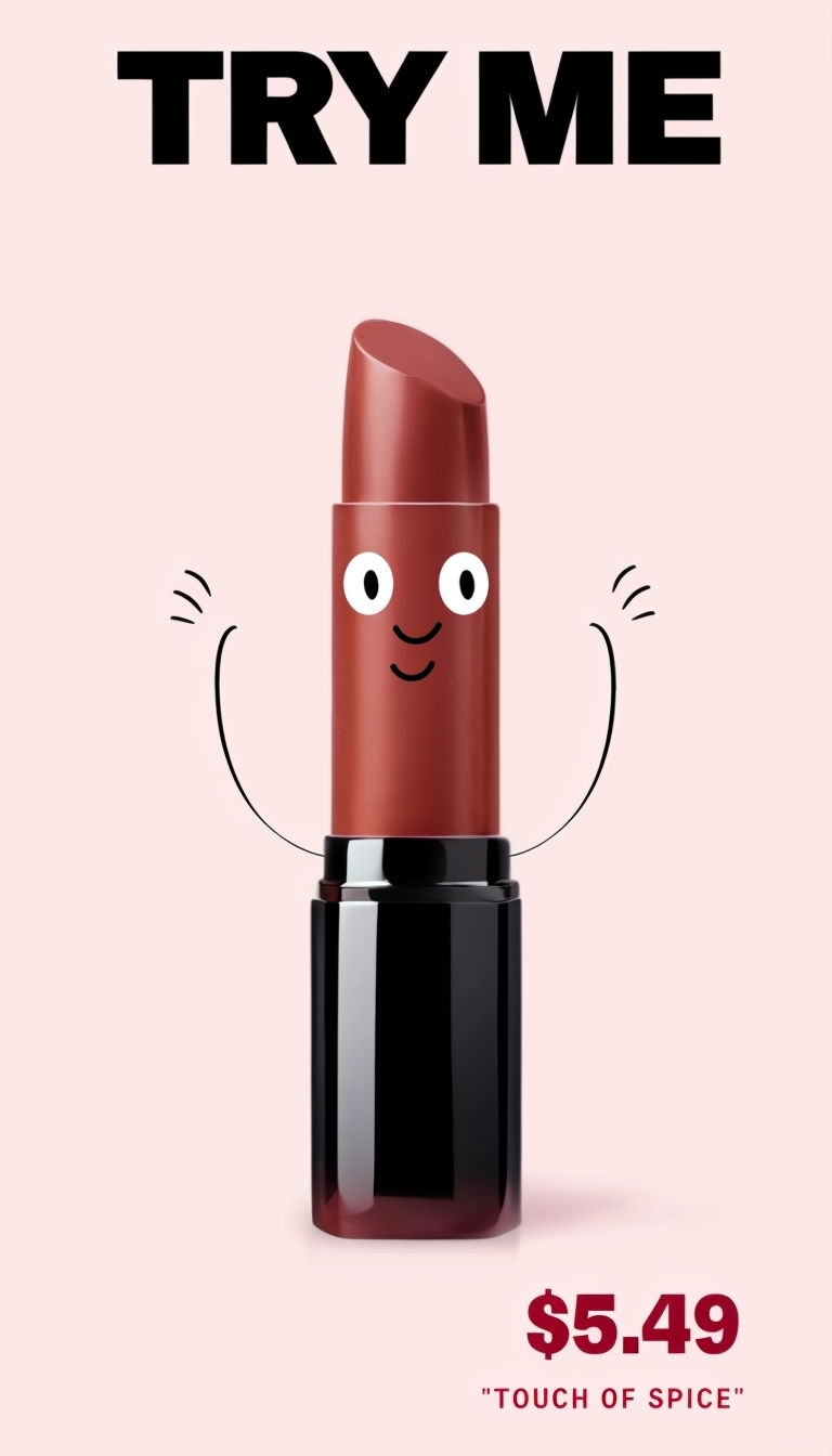 Playful Anthropomorphic Lipstick Minimalist Advertisement Sticker