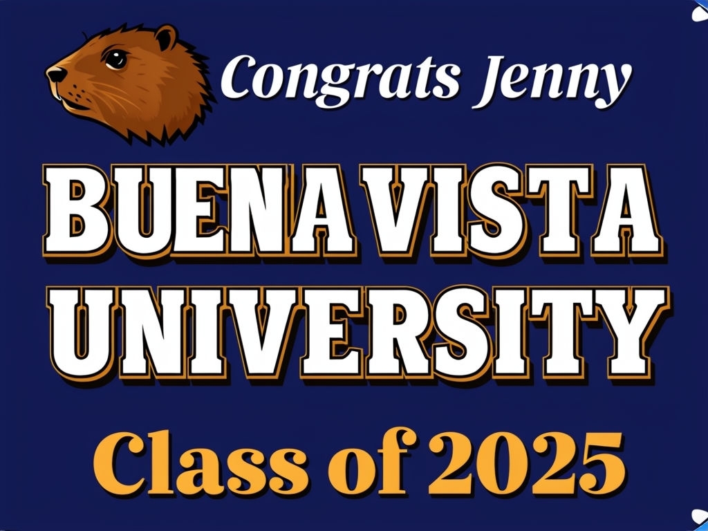Navy Blue Congrats Jenny Banner for Buena Vista University Event Sign