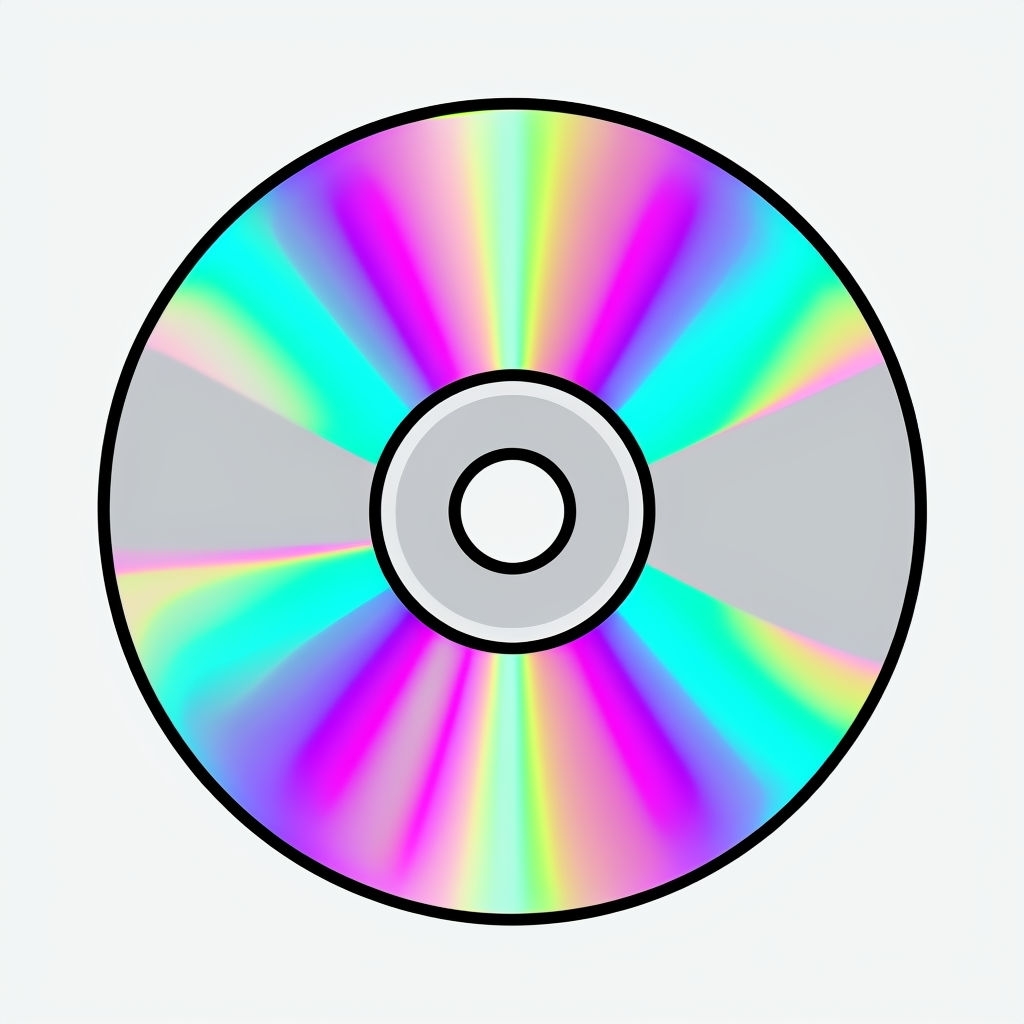 Stylized Holographic CD Illustration with Iridescent Patterns Sticker