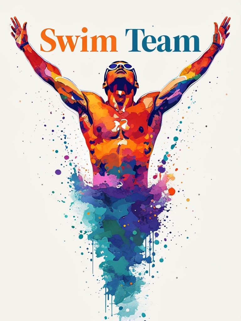 Dynamic Abstract Swimmer Illustration for Swim Team Poster