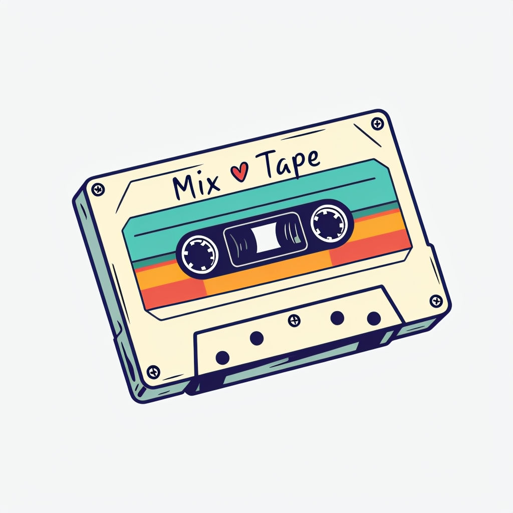 Colorful Retro Mix Tape Cartoon T-Shirt