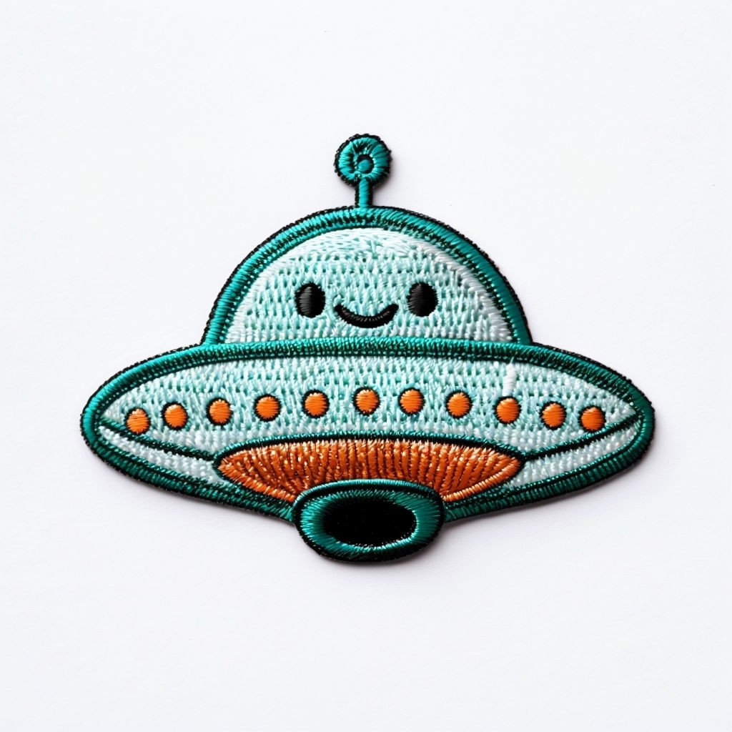 Cute Cartoon UFO Embroidered Patch Design for Hats