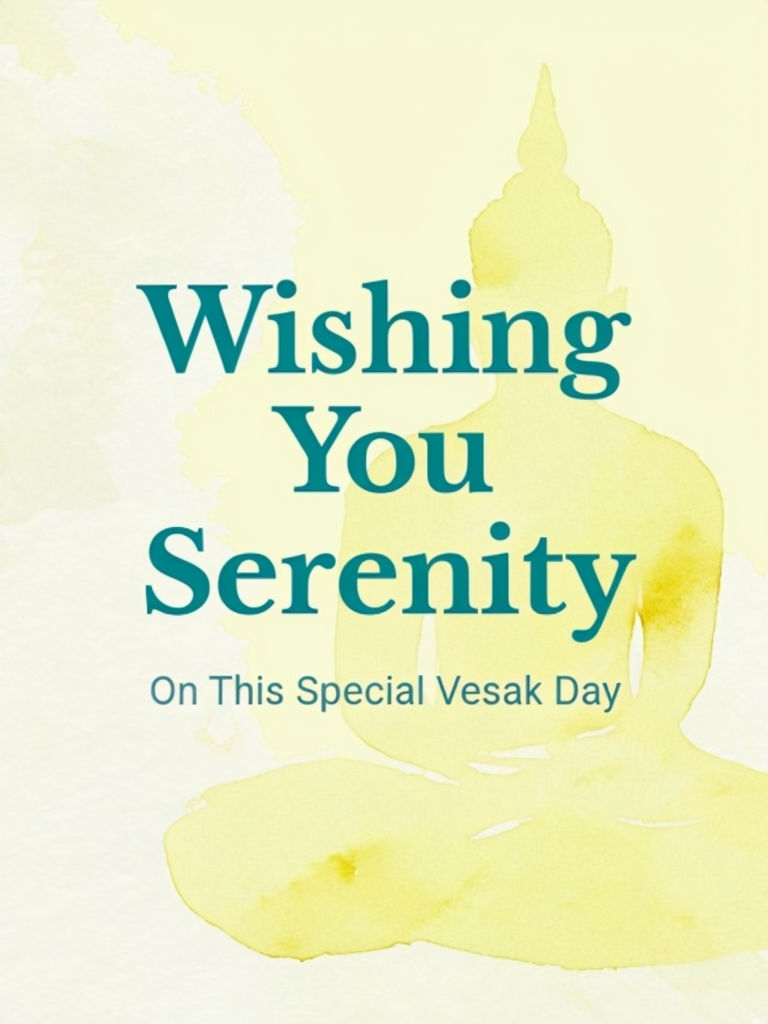 Serenity Vesak Greeting Card with Meditating Buddha Illustration