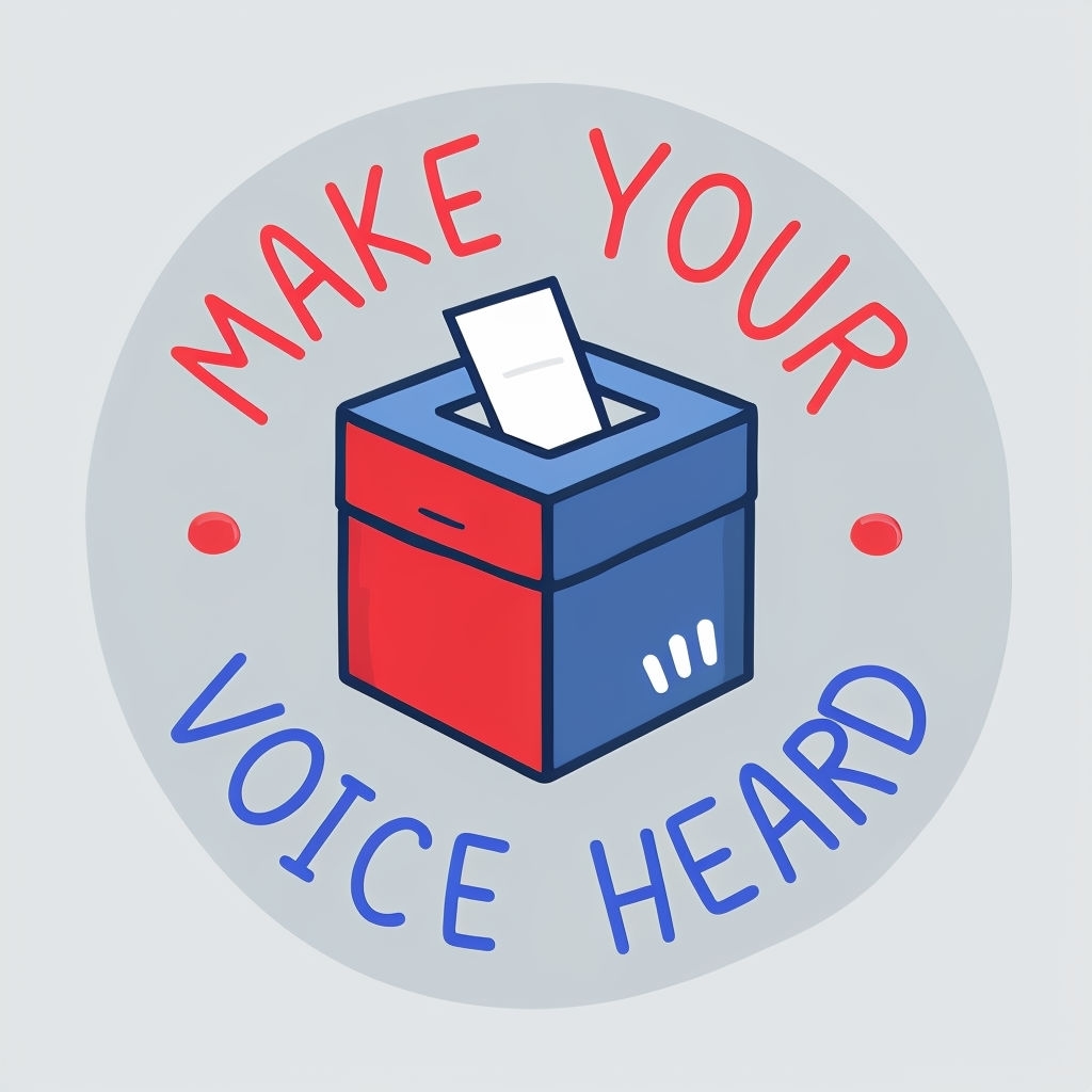 Make Your Voice Heard Circular Logo Featuring Ballot Box