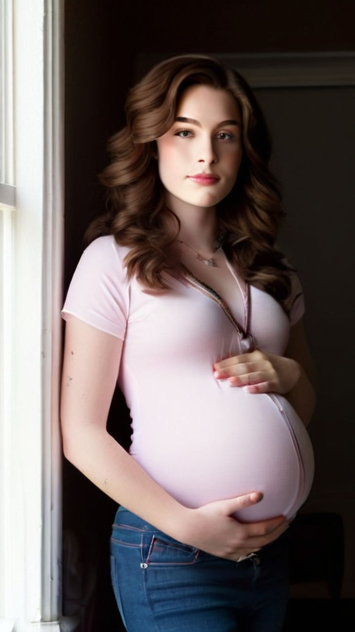 Huge obese pregnant Alexis Bledel with a giant pregnant belly