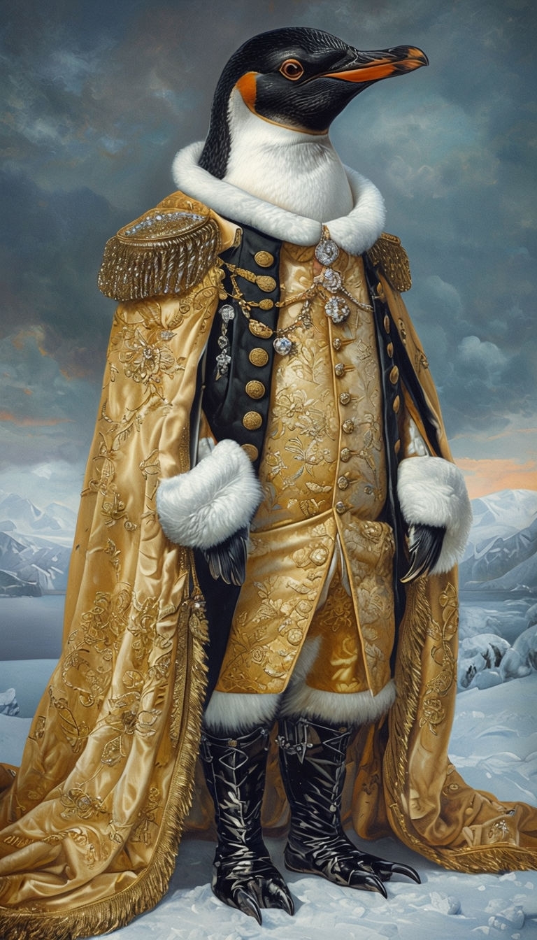 Regal Anthropomorphized Penguin in 18th Century Attire Art