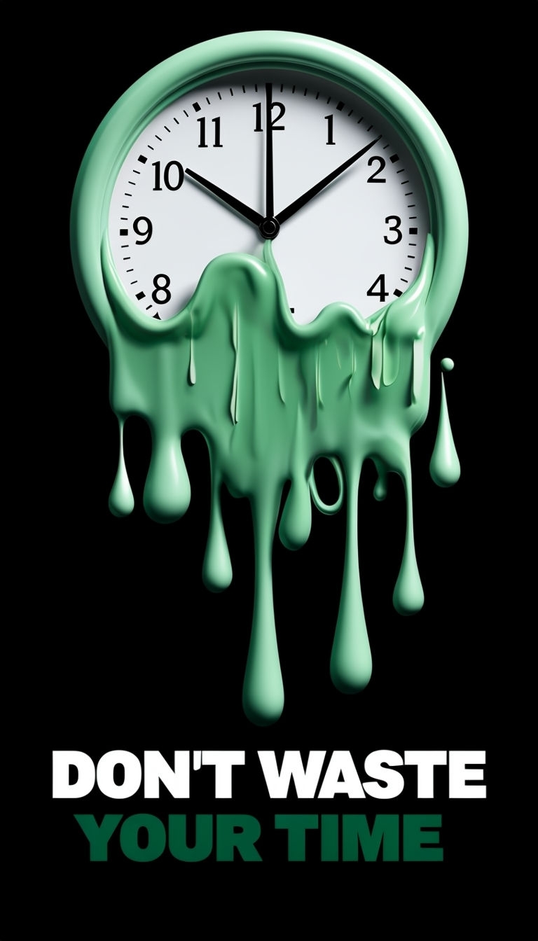 Surreal Melting Clock Don't Waste Your Time Modern Mobile Wallpaper