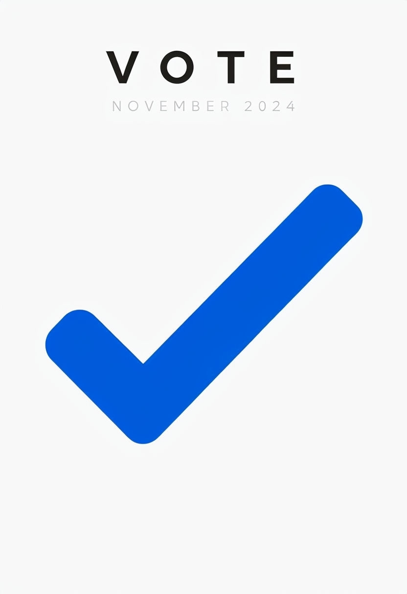 Minimalist Vote Poster with Bold Checkmark and November 2024 Date